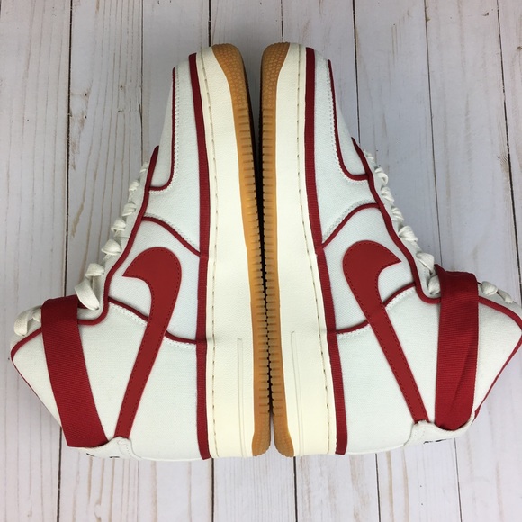 Nike Air Force 1 One High Sail Red 806403-101 AF1 - Picture 4 of 8